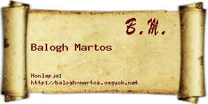 Balogh Martos névjegykártya